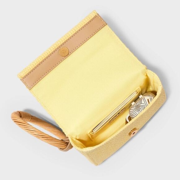 A New Day Women’s Yellow Straw Boho Bracelet Clutch Pouch Mini Bag - Picture 3 of 7